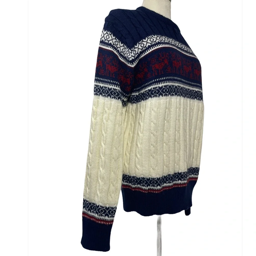 Rare Vintage Sweater Nordic Fair Isle Chunky Knit Winter Christmas Ski Crewneck